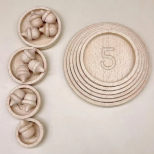 Stacking Counting Bowls and 10 Acorns