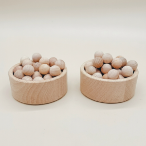 Two Wooden Bowls and 100 Wooden Balls